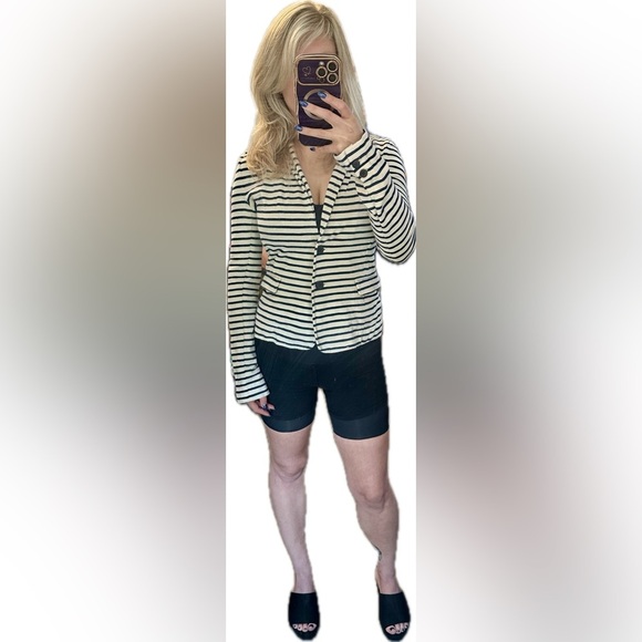 J. Crew Navy and Cream Striped Knit Blazer XS - Picture 5 of 5